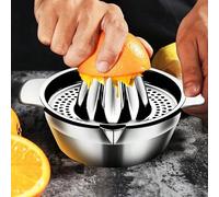 1 pièce Presse-citron en acier inoxydable, presse-fruits avec bol pour oranges, citrons, jus de fruits portables, ustensiles de cuisine Taille UniqueAcier inoxydable