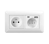 1 pièce Prise Double Murale 16A avec USB et Type-C Électrique Multifonction pour Maison Connectée