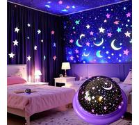 1 pièce Projecteur d'étoiles veilleuse, projecteur de ciel étoilé rêveur, lampe projecteur lune et étoiles, veilleuse romantique LED, cadeau pour fêtes, projections d''étoiles et de lune, lampe de tab