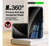 1 pièce Protecteur d'écran en verre trempé 360° avec protection à 4 côtés, anti-espionnage, anti-empreintes digitales, invisible de haut en bas et de gauche à droite. Compatible avec 16E/16 Pro Max/16