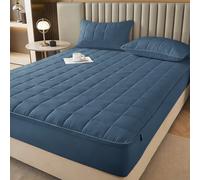 1 pièce Protège-matelas imperméable à fermeture éclair sur 6 côtés, housse de matelas bleu marine, poche profonde pour un ajustement confortable, convient aux matelas de 10 pouces de profondeur, respi