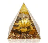 1 pièce Pyramide orgone Fleur de Vie Orgonite Pierres de guérison de l'argent Pyramide pour l'énergie positive avec des pierres d'œil de tigre et un cristal blanc de chance qui favorise la richesse, l