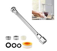 1 Pièce Rallonge Robinet Cuisine, Extension de Robinet Flexible à 360°, Prolongateur Robinet Cuisine avec 2pcs Adaptateur de Robinet Filetage Mâle pour Plupart Robinets de Cuisine et Salle de Bain