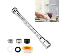 1 Pièce Rallonge Robinet Cuisine, Extension de Robinet Flexible à 360°, Prolongateur Robinet Cuisine avec 2pcs Adaptateur de Robinet Filetage Mâle pour Plupart Robinets de Cuisine et Salle de Bain