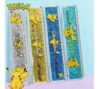 1 pièce Règle de sablier Pokémon Pikachu 20 cm/7,874 po, design mignon de Pokémon jaune, peut faire des lignes droites et ondulées. Une règle de sable colorée épaisse et multifonctionnelle, portable e