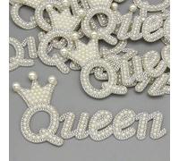 1 pièce Reine Pearl Patch sur les vêtements strass Applique Patch pour vestes Cristal Couronne Badge Couture Artisanat #1,#2,#3,#4,#5Non-tissé