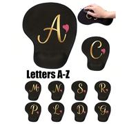 1 pièce Repose-poignet ergonomique en EVA, imprimé avec un motif de cœur rose et de lettres dorées (A-Z), tapis de souris en mousse à mémoire de forme antidérapant, tapis de support de bureau conforta