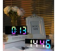 1 pièce Réveil numérique à changement de couleur avec veilleuse, décoration de table de chevet avec police et affichage colorés, alimenté par batterie/USB, avec date, température, fonction de répétiti