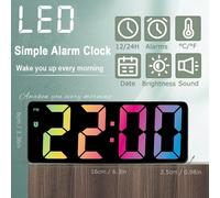 1 pièce Réveil numérique coloré avec veilleuse, décoration de table de chevet avec police et affichage colorés, alimenté par batterie/USB, avec date, température, fonction de répétition, luminosité ré