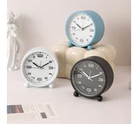 1 pièce Réveil vintage simulé/Horloge analogique de 4 pouces super silencieuse sans tic-tac/Avec veilleuse/Alimentée par 1 pile AA/Horloge de bureau en métal/Design minimaliste/Style rétro/Décoration 