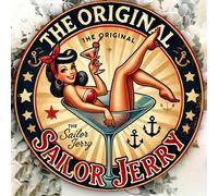 1 pièce Rhum épicé Sailor Jerry, Plaque métallique ronde de 20 x 20 cm (8 pouces), Plaque métallique vintage - Convient pour la maison, le bureau, le bar, le club, le cinéma, le café, la décoration de