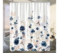 1 pièce Rideau de douche à motif floral bleu aquarelle, convient pour la salle de bain, le style ferme et de jardin. Rideau de douche imperméable. Décoration de salle de bain, décoration d'automne, ac