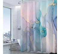 1 pièce Rideau de salle de bain à motif de marbre de rêve plaqué or, rideau décoratif avec crochets en plastique, convient pour la chambre, la maison, l'hôtel, lavable en machine, rideau de douche de 