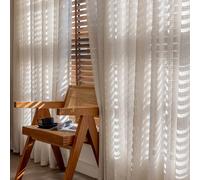 1 pièce Rideau en lin moderne en gaze de lin - Style japonais en lin, conception à passants, convient pour le salon et la chambre à coucher - Rideau transparent et filtrant la lumière, rideau de salon