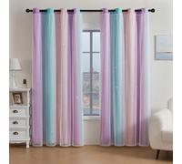 1 pièce Rideau pour chambre de fille, rideau rose pour décoration de chambre à coucher, rideau arc-en-ciel pour chambre d'enfant, rideau occultant pour chambre de petite fille, sticker mural licorne e