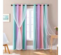 1 pièce Rideau pour chambre de filles noir et rose, rideau de décoration de chambre, rideau arc-en-ciel pour chambre d'enfant, rideau occultant pour chambre de petite fille, sticker mural licorne, rid