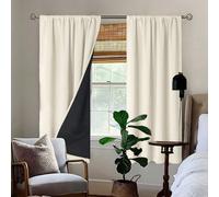 1 pièce Rideau thermique d'obscurcissement total - Blocage UV à 99% en polyester, suspension à passants, tissage uni sans javel, thème artistique de chambre à coucher, revêtement occultant pour économ