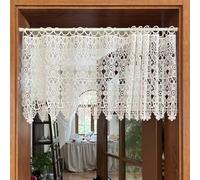 1 pièce, Rideau vintage de style campagne française blanc à fleurs ajourées brodées - Conception avec passants pour tringle, motif floral élégant pour cuisine et petites fenêtres, léger pour intimité,