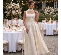1 pièce Robe de soirée romantique élégante minimaliste en tissu jacquard tissé, longueur mi-mollet, Top de gamme, fête, vacances, rendez-vous, thé, mariage, automne L,M,S,XSPlantesTissu tissé