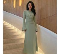 1 pièce Robe maxi de mariée élégante blanc crème, manches longues évasées, convient aux femmes, parfaite pour les occasions spéciales, compatible avec le style musulman pour le printemps L,M,S,XLUnico