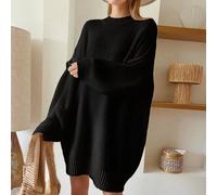 1 pièce Robe noire de soirée pour femme, 1 pièce Pull ample en tricot côtelé de couleur unie pour femme grande taille pour l'automne/l'hiver, Veste décontractée pour femme grande taille, Cardigan à ma