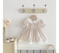 1 pièce Robe princesse à manches courtes à fleurs marguerite pour filles/tout-petits, tenue d'été décontractée pour l'extérieur, cadeau d'anniversaire 6-9M,9-12M,12-18M,18-24M,2-3YUnicolore,PlantesPol