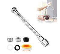 1 Pièce Robinet Extension Extension de Robinet Pivotant à 360°, Rallonge Robinet Cuisine avec 2pcs Adaptateur de Robinet Filetage Mâle pour Plupart Robinets de Cuisine et Salle de Bain (20CM)