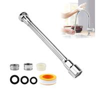 1 Pièce Robinet Extension Extension de Robinet Pivotant à 360°, Rallonge Robinet Cuisine avec 2pcs Adaptateur de Robinet Filetage Mâle pour Plupart Robinets de Cuisine et Salle de Bain (30CM)