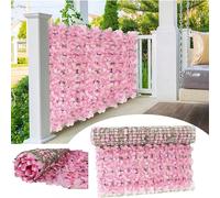 1 pièce Rouleaux d'écran de haie de fleurs de clôture artificielles, fleurs d'hortensia artificielles pour l'intimité du jardin avec réduction du bruit pour la décoration extérieure de la maison, pati