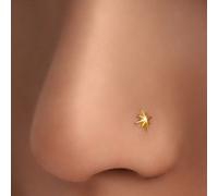 1 pièce S925 Argent Sterling Or Étoile à huit branches tridimensionnelle Piercing de nez, simple hypoallergénique, style neutre Mini bijou de piercing, Piercing de nez/oreille/Bijou de piercing/Bijou