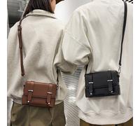 1 pièce Sac à bandoulière décontracté rétro avec rabat de couleur unie et sangle réglable. Sac messager mini en PU léger et hydrofuge, pour hommes, porter au quotidien pour le business MulticolorePoly