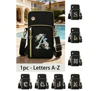 1 pièce Sac à bandoulière mini à la mode minimaliste avec imprimé floral dégradé vert et lettre A-Z, accessoire pratique pour activités extérieures, sac de téléphone mini, sac-pochette, sac multicouch