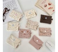 1 pièce Sac à cartes floral polyvalent à double couche avec un grand porte-monnaie, sac de rangement pour articles divers, porte-cartes d'identité et bancaires, sac de rangement pour écouteurs, essent