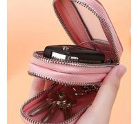 1 pièce Sac à clés de voiture PU portable et à la mode, grand format, étui à clés à double couche avec suspension à la taille, sac à clés zippé universel pour hommes et femmes, avec porte-clés et port