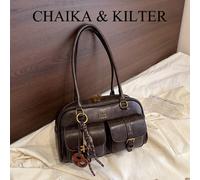 1 pièce Sac à épaule en PU brillant de couleur unie CHAIKA & KILTER, sac de bowling mode à grande capacité avec plusieurs poches et fermeture éclair, convient pour un usage quotidien et en plein air (