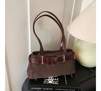 1 pièce Sac à épaule en PU de couleur unie basse, sac à main carré de mode rétro pour femmes avec double poignées supérieures, fermeture éclair. Convient pour les voyages, les achats, les sorties. Cad