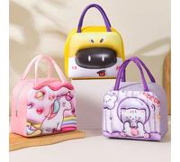 1 pièce Sac à lunch de poche réutilisable, sac à lunch de dessin animé 3D pour l'école, la classe, le restaurant, le retour à l'école, sac de rangement pour cosmétiques, sac portable simple à grande c