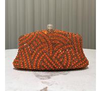 1 pièce Sac à main bandoulière en métal avec décoration de strass orange brillant. Sac de soirée élégant pour événements formels, mariage, fête. Convient comme cadeau pour les femmes pour la Saint-Val
