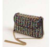 1 pièce Sac à main carré brillant, élégant et raffiné, décoré d'une délicate chaîne en cristal, peut être utilisé comme un sac de soirée pour les fêtes, les galas et les événements formels, un cadeau