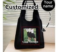 1 pièce Sac à main d'épaule personnalisable avec texte et images pour femmes. Sac fourre-tout léger avec logo de nom de texte pour la plage, les courses, les voyages. Grand sac à bandoulière, sac à do