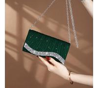 1 pièce Sac à main élégant et brillant pour femme avec plis et strass, sac de soirée à la mode et charmant pour dames, pochette style enveloppe avec fente cachée pour carte, sac à bandoulière avec cha