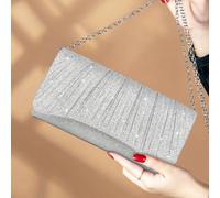 1 pièce Sac à main élégant et brillant pour femme avec plis et strass, sac de soirée à la mode et charmant pour dames, pochette style enveloppe avec fente cachée pour carte, sac à bandoulière avec cha