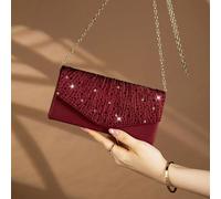 1 pièce Sac à main élégant et brillant pour femme avec plis et strass, sac de soirée et charmant pour dames, pochette style enveloppe avec fente cachée pour carte, sac à bandoulière avec chaîne métall