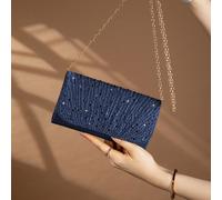 1 pièce Sac à main élégant et brillant pour femme avec plissé et strass, sac de soirée et charmant pour dames, pochette style enveloppe avec fente cachée pour carte, sac à bandoulière avec chaîne méta