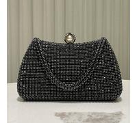 1 pièce Sac à main élégant noir avec décoration de strass, sac de soirée de luxe avec cristaux, convient pour mariage, soirée, dîner de gala, la Saint-Valentin et autres occasions UnicoloreAlliage d'a