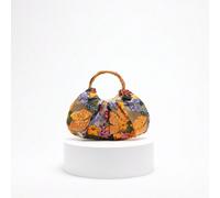 1 pièce Sac à main en lin avec un motif floral mode brodé, motif nuage et patchwork de paillettes, design plissé, un petit sac fourre-tout unique pour femmes, convient pour la plage, l'été et les vaca