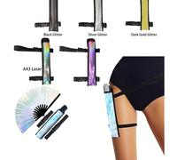 1 pièce Sac à main ventilateur holographique avec sangle d'épaule réglable, nouveau sac ventilateur Kung Fu Tai Chi, sac de cuisse, paillettes argentées et noires, couleur rose, sac pour activités de