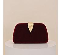 1 pièce Sac à main vintage en velours bordeaux élégant pour femme, avec décoration de feuille métallique, convient pour les soirées formelles, les mariages, les occasions spéciales et le Nouvel An Uni