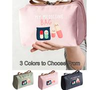 1 pièce Sac à médicaments portable, sac cosmétique compact et trousse de premiers soins, imprimé avec "Mon sac à médicaments" et motif de pilule, pratique pour les voyages, convient pour les médicamen