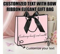 1 pièce Sac cadeau avec nœud de ruban imprimé de texte personnalisé. Élégant pour fête, mariage, anniversaire, pendaison de crémaillère, Fête des Mères, remise des diplômes. Multifonctionnel, ornement